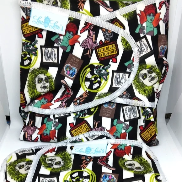 Beetlejuice cloth diaper preflat