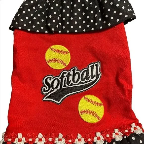 Softball Theme Polka Dot Doggy Dress