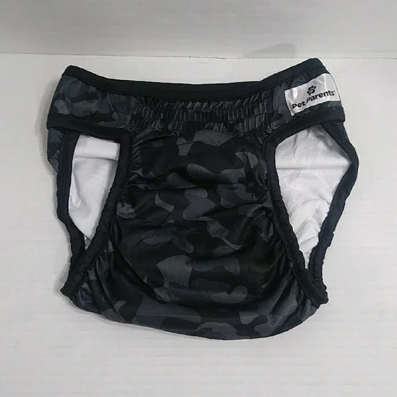 Pet Parents Camo Black & Gray Washable Dog Diaper Size Large *NWOT*