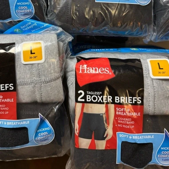 Hanes Men's Boxer Briefs, Moisture-wicking Breathable Boxer Briefs 2 Two Pack