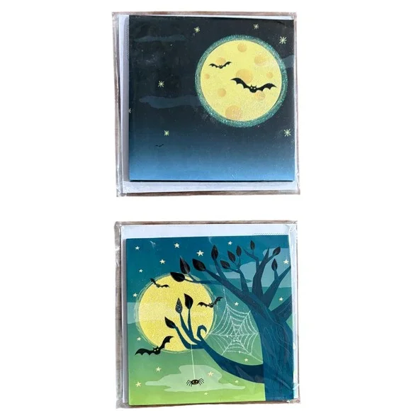 2 Halloween Greeting Cards Haunted Tree Mummy Kitty Bats‎ New Treasures Pop-Up
