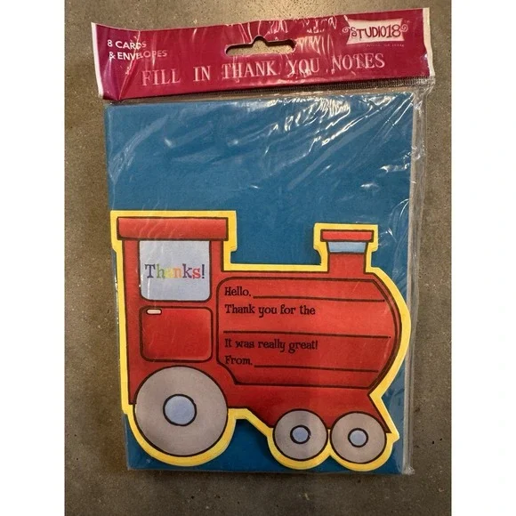 New Studio18 Train Thank You Notes Cards Envelopes Kids Party Sealed