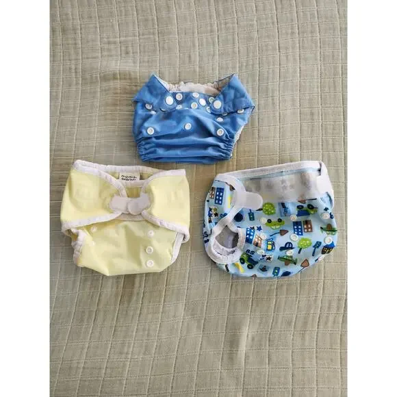 3 Cloth Diaper Covers Sz 0-9 Months 6-18lbs