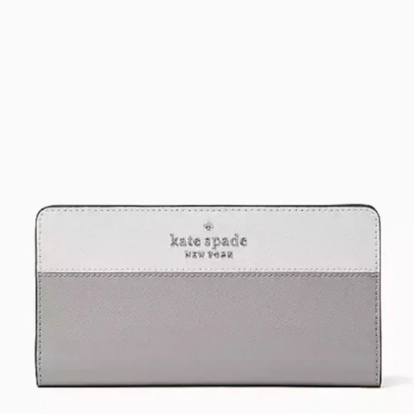 Kate Spade White and Grey Staci Large Wallet