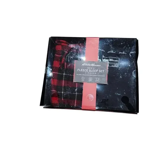 Men's Eddie Bauer Fleece Sleep Set - (Long-Sleeve Crew‎ & Plush Fleece Pants)