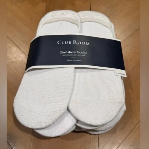 Club Room men’s white solid 12 - pack no show socks
