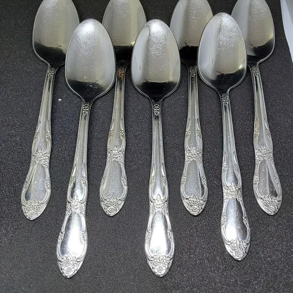Wm A Rogers Oneida Fenway Daydream Stainless‎ Flatware Lot of 7 Teaspoons