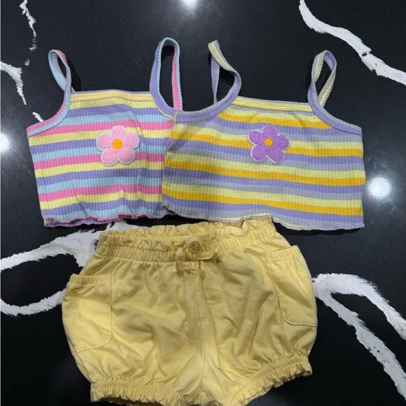 toddler tank tops cropped with yellow shorts