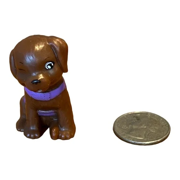 Barbie‎ Doll Club Chelsea Brown Puppy Dog Purple Vest Eye Wink Mattel