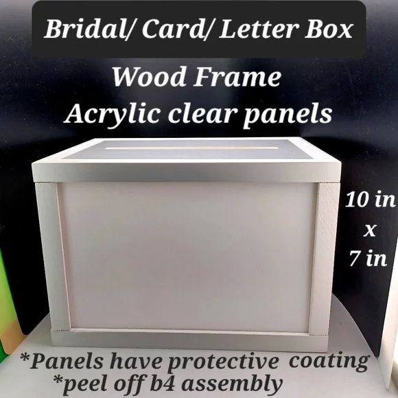 Bridal/Card/ Letter Box , wooden, acrylic 10 in x 7 in