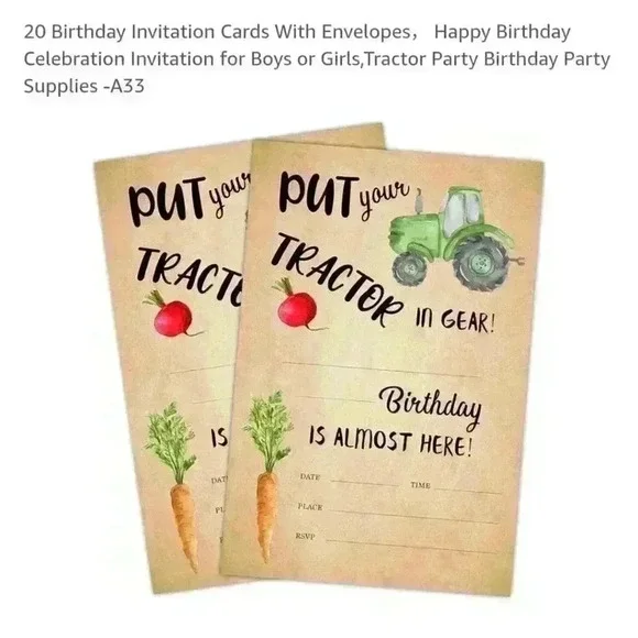 Tractor birthday‎ invitations
