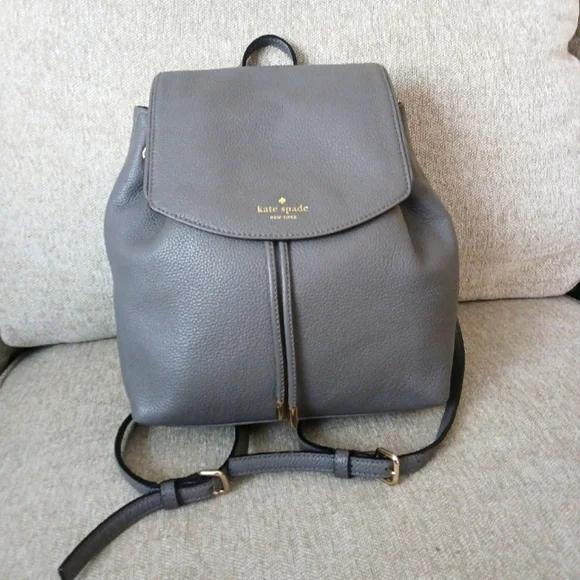 Kate Spade gray pebbled leather backpack
