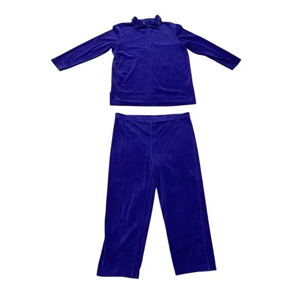 Richard And Company Blue Velour Lounge Set Vintage Matching Tracksuit Retro Cozy
