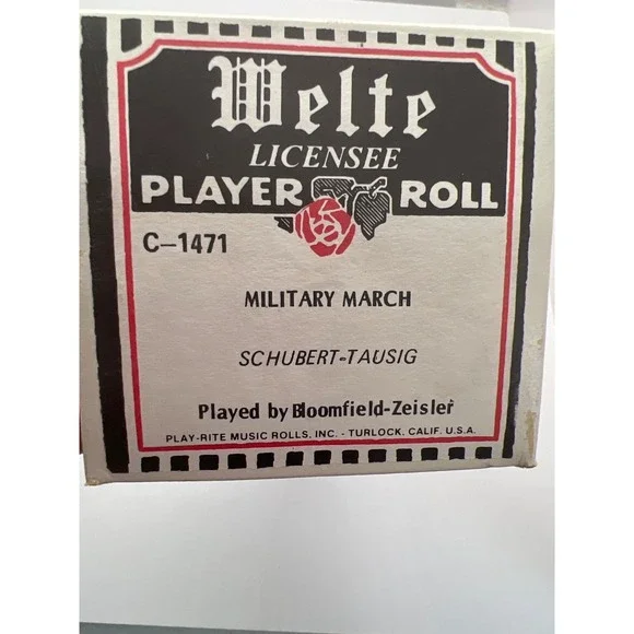 Welte Player Roll Military March Schubert-Tausig C-1471-Bloomfield-Zeislef‎