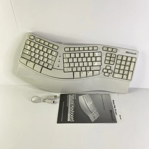 Microsoft Keyboard Elite X03-51763 Natural PS2 USB Wired Ergonomic With Manual
