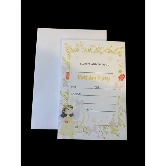 Fairy Birthday Party‎ Invitations Set of 20 Envelopes Included