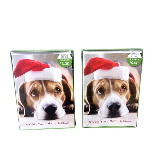 Retired Vintage Holiday Home Puppy Dog Christmas Cards & Envelopes 18 CT NOS NIB
