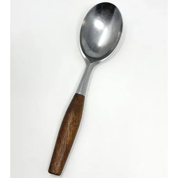 Dansk FJORD Serving Spoon Teak Handle Stainless Steel Germany 9.5” Vintage