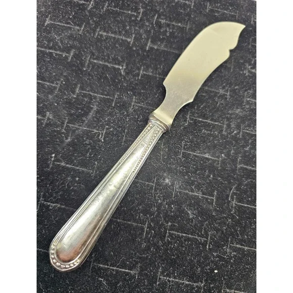 Antique‎ 800 Silver Butter Knife Early 1900s Beaded Border Spreader 7.5in Good