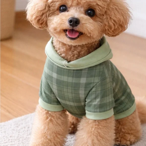🐾 Green Plaid Dog Collared Shirt