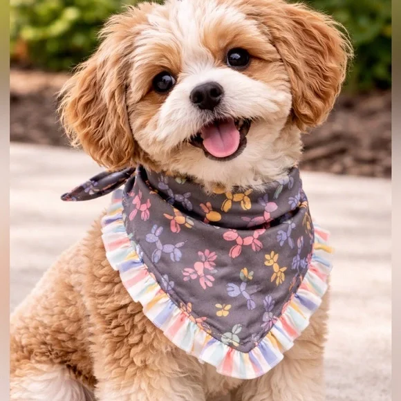 Boutique Balloon Animal Print Pet Bandana with Ruffle Trim