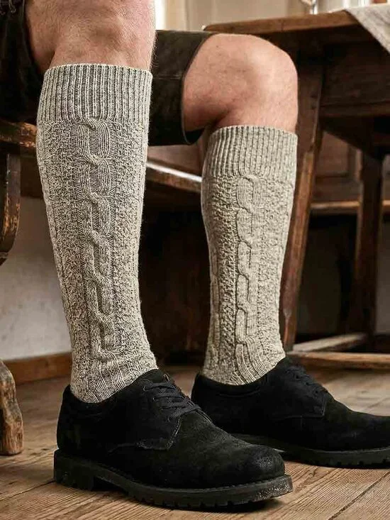 Men’s Grey Oktoberfest Socks Authentic Bavarian Lederhosen Socks