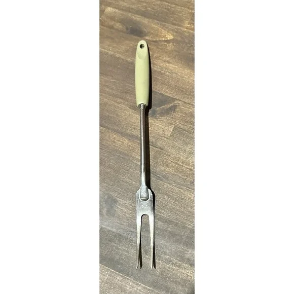 Ekco Chromium Plated Meat Fork - Avacado Green Bakelite Handle USA Vintage