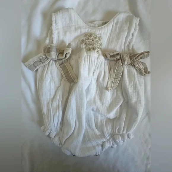 Elegant White and Tan Baby Diaper Cover