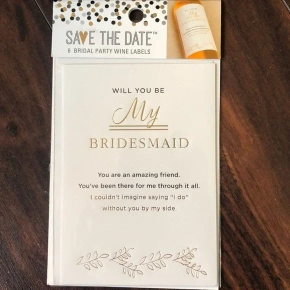 Save The Date Bridesmaid Maid of Honor Wedding Wine Labels‎ Stickers Invitation