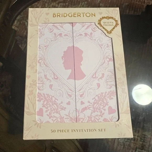 Bridgerton Pink & White Blank Invitation 6 ct Set Cards, Envelopes,Ribbon & Seal