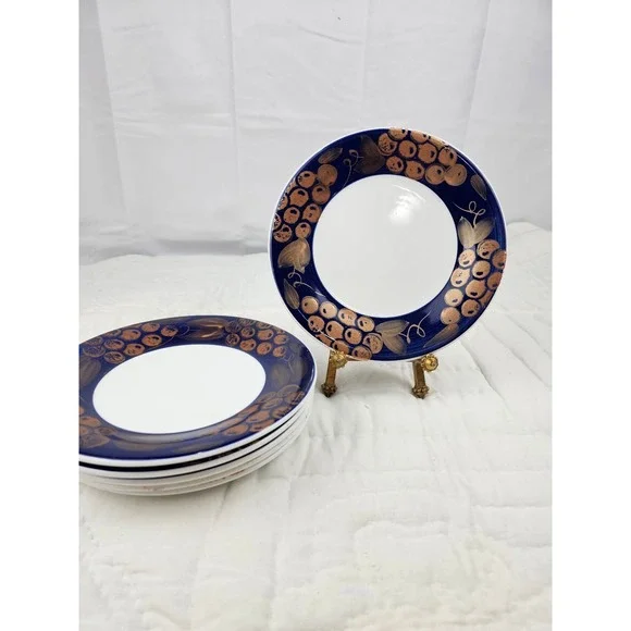 Pier 1 Tuscany Gold Handpainted Earthenware Salad Plates Set Of 6 Italy‎