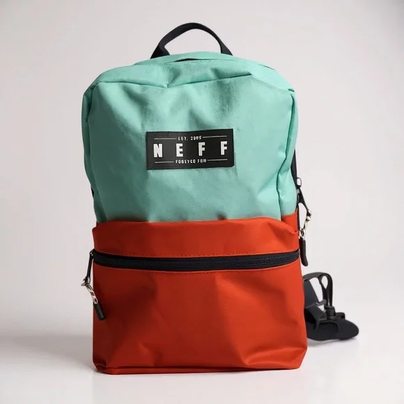 🎨 NEFF‎ Colorblock Backpack 🎒 Teal & Orange Street Style Classic