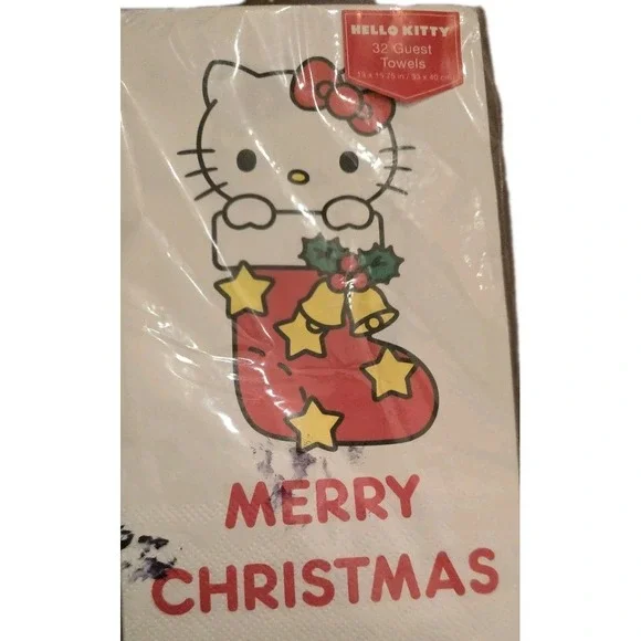 New Hello Kitty Christmas 32 Guest Napkins Towels 13