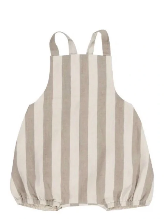 NWOT Rylee + Cru Neutral Stripe Cotton Baby Romper - Beige & White