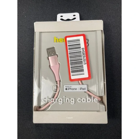 Heyday 4ft Braided USB-A to Lightning Charging Cable Rose Gold C89084LSRG NEW