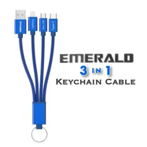 Emerald 3-in-1 Keychain Charging Cable