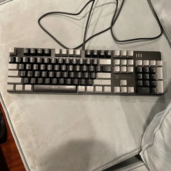 Mechanical keyboard, brown switches, gaming, any device white lights.