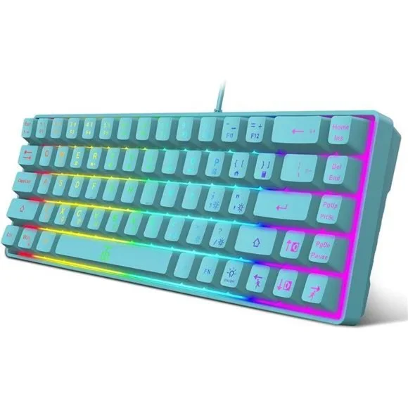60% Membrane Gaming Keyboard,RGB Compact Wired Small Keyboard, Strong Mechanical