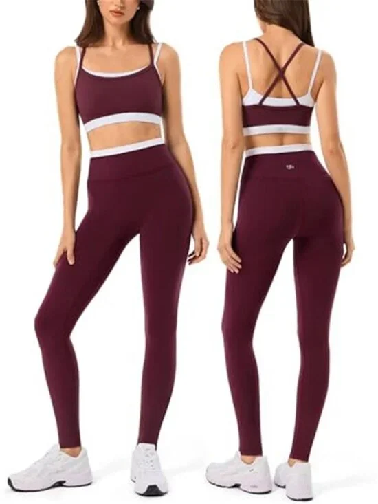Women’s Seamless Workout Set Yoga Leggings Sports Bra Matching Gym Outfit