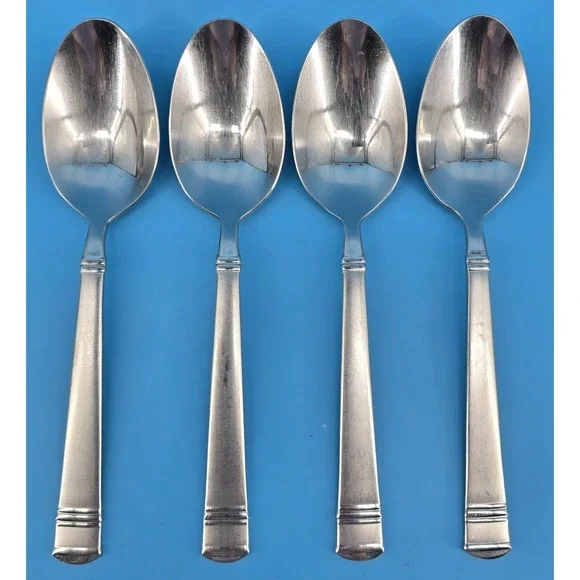 Set of 4 Oneida TIRAMISU Oval Soup Spoons 18/10‎ Stainless Frosted Handle 7 1/4