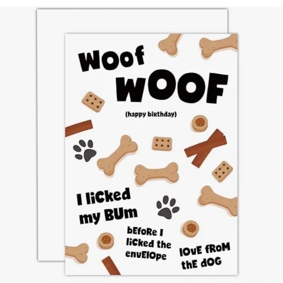 Gooji Paperie 5x7 Dog Licked Woof Woof Dog-Themed Birthday Card NWT Set of 2