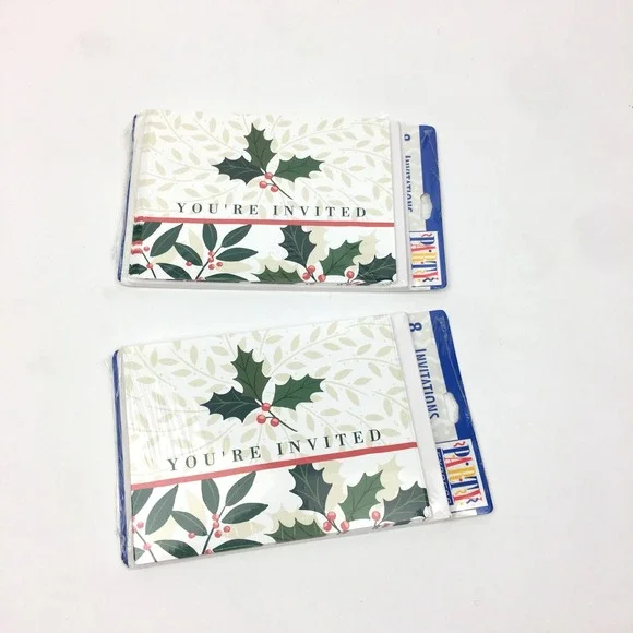 2 Packs of 8ct Christmas Holiday Party‎ Event You're Invited Invitation Sealed