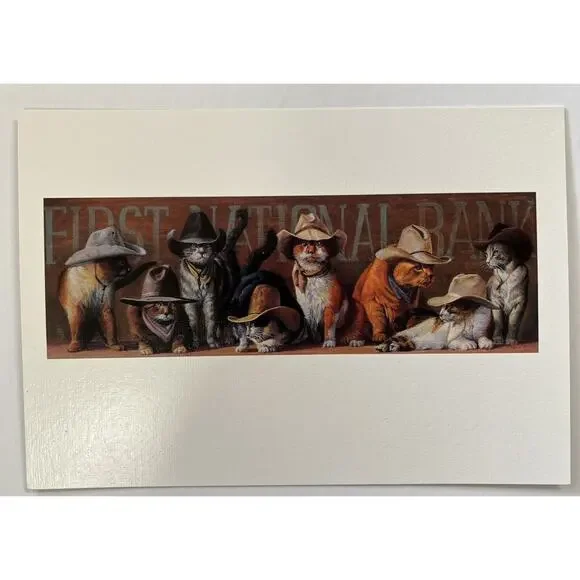 Leanin Tree Blank Greeting Cards Younger Gangs Last Raid Cowboy Cats Lot Of 5