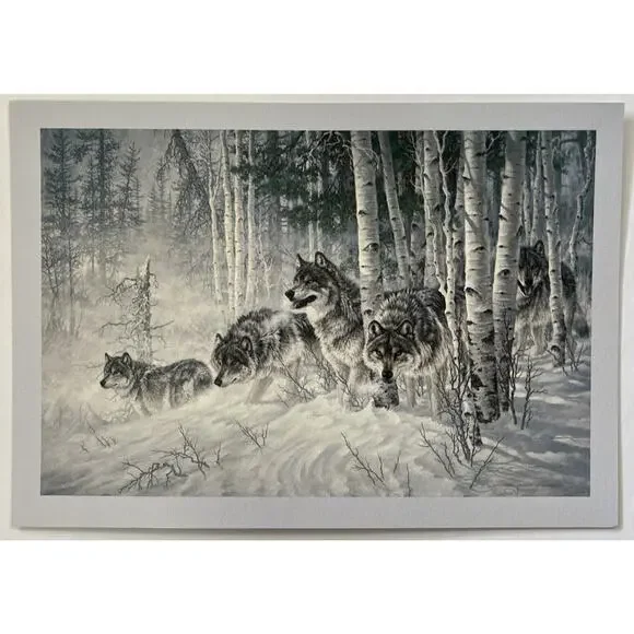 Leanin Tree Blank Greeting Cards Shift in the Wind Wolf Wildlife Lot Of 5