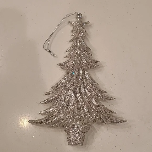 Pier 1 Imports Silver Glitter Christmas Tree Ornament