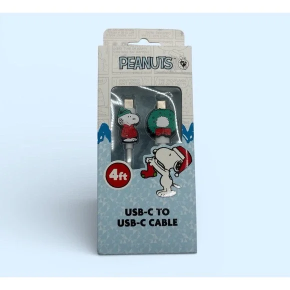 Peanuts Snoopy 4Ft USB-C To USBC Charger Cable Devices Holidays Christmas NIB