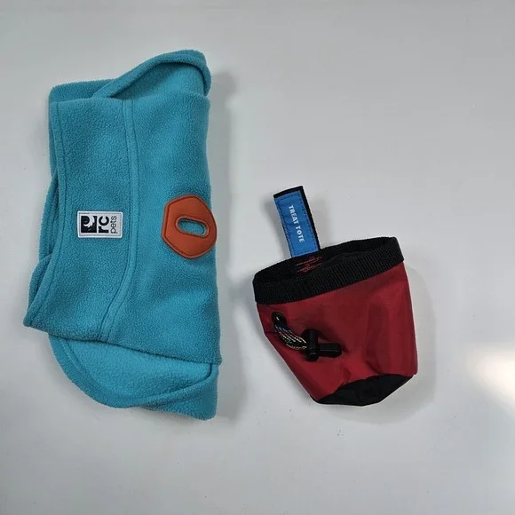 RC Pet Products Dog Vest Treat Tote Teal Orange Fleece Pullover Warm Bundle Coat