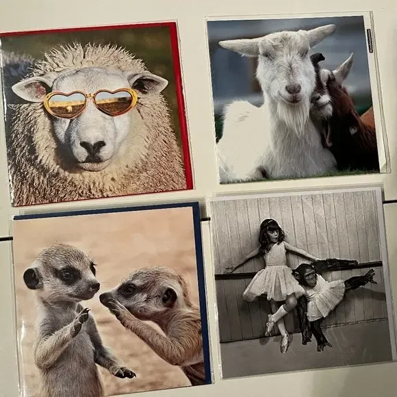 Blank Greeting Cards -‎ Set of 4 - Animal Themed (new) (home/x)