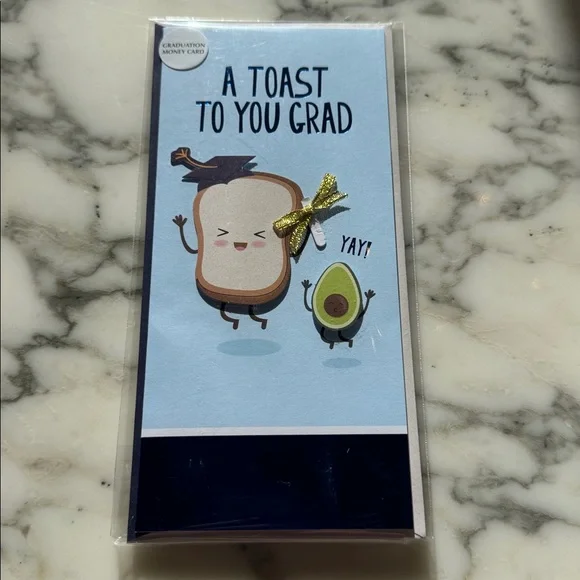NIB Handmade Graduation Greeting Card Avocado Money Holder Gift Card Envelope