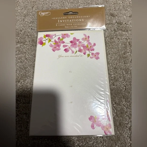 Caspari Gallery Collection Invitations 8 Cards W Envelopes Blossoming Branches
